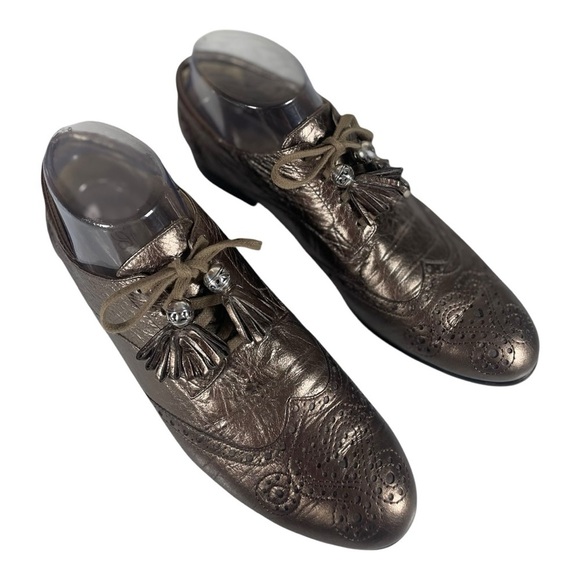 Brighton Women’s Eden Metallic Leather Lace Oxfords Size-8.5m Made in Brazil - Picture 9 of 10
